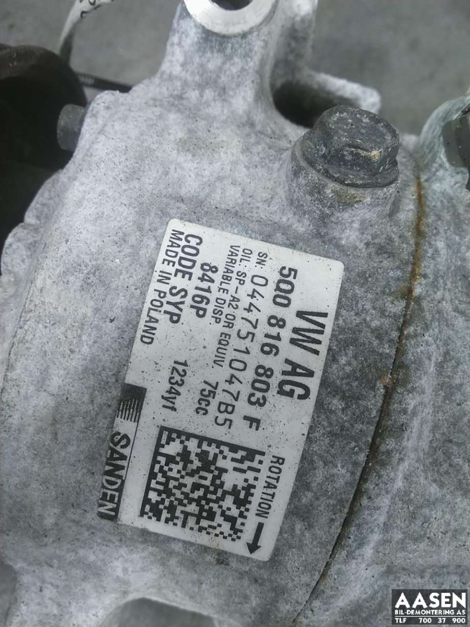 Aircondition kompressor til Škoda Octavia 2017-2020 (Type III, Fase 2)  (5Q0 816 803 D|5Q0 816 803 F|5Q0 816 803 B)