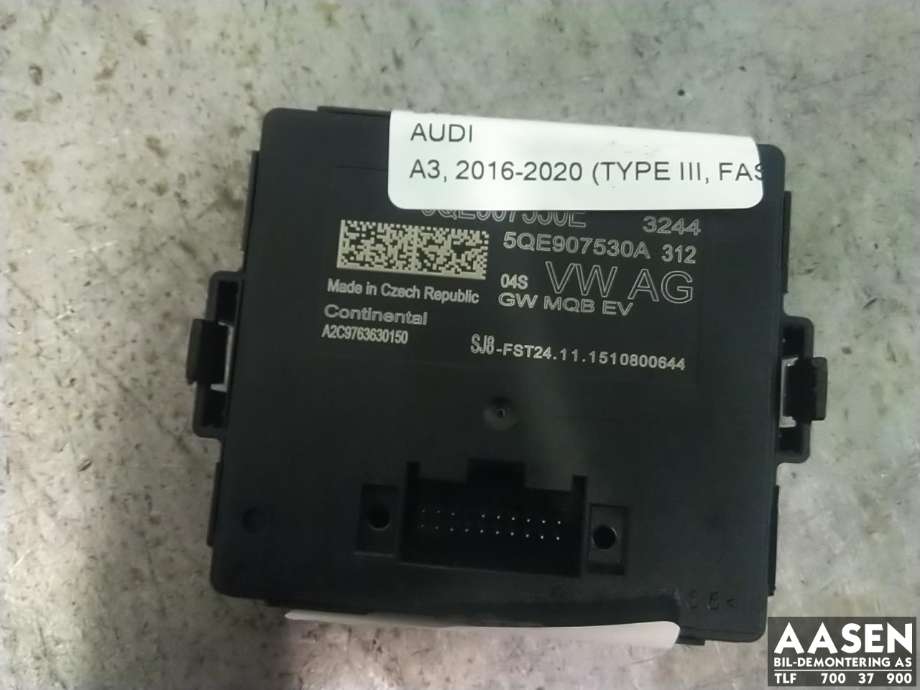 Styreenhet diverse til Audi A3, 2016-2020 (Type III, Fase 2)  (5QE907530A)