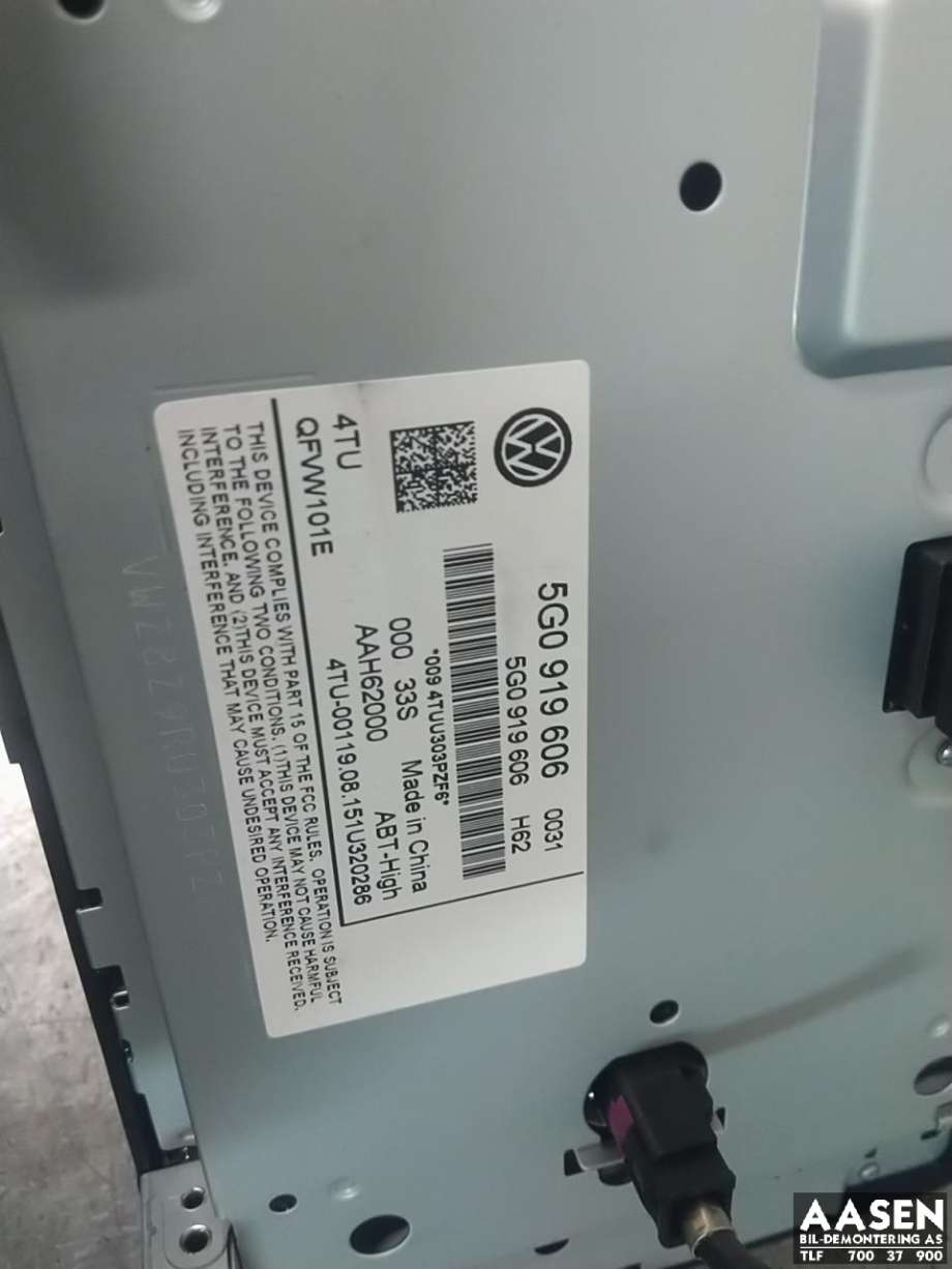 Bilstereo navigasjon skjerm til VW e-Golf 2014-2017 (Fase 1)  (5G0 919 606|)