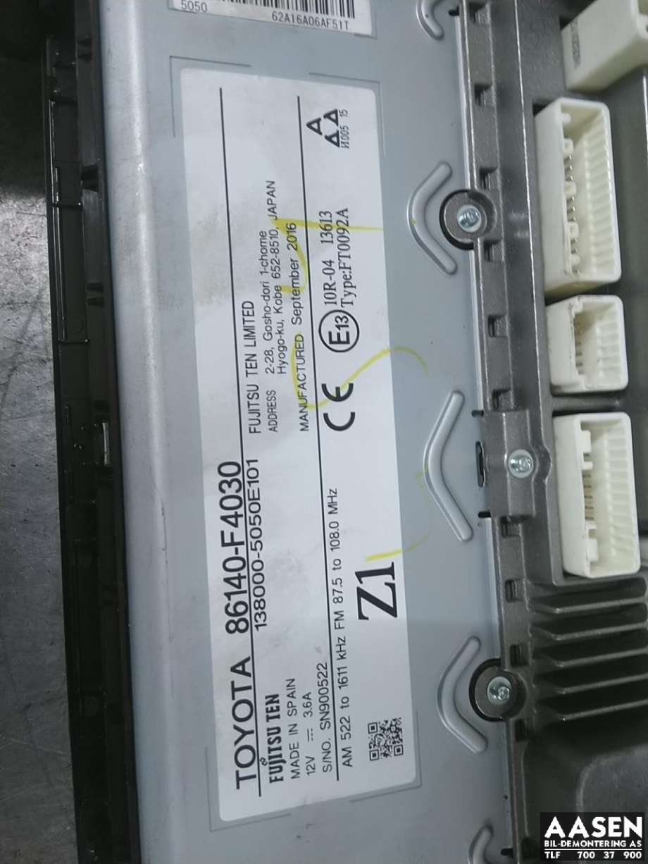 Bilstereo navigasjon skjerm til Toyota C-HR 2016-->>  (86140F4030|)