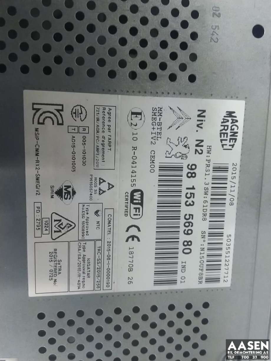 Bilstereo til Peugeot 208 2012-2019 (Type I)  (9815356980|)