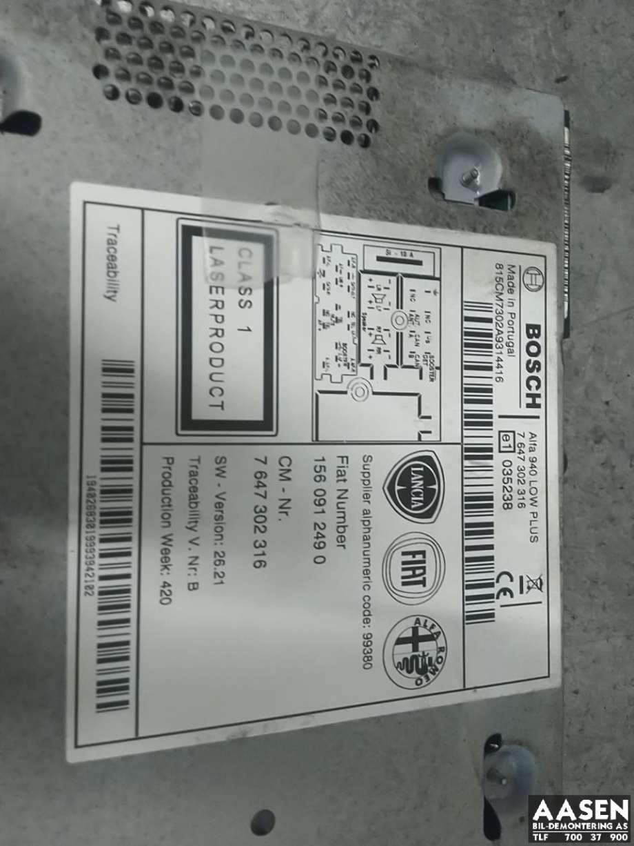 Bilstereo til Alfa Romeo Giulietta 2010-2018  (156091249|156096877|)