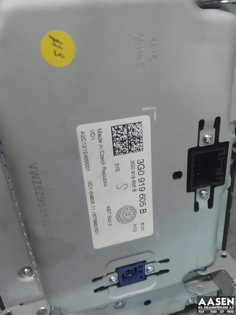 Bilstereo navigasjon skjerm til VW Passat 2015-2019 (Fase 1) (B8) (B8) (3G0 919 605 B|)