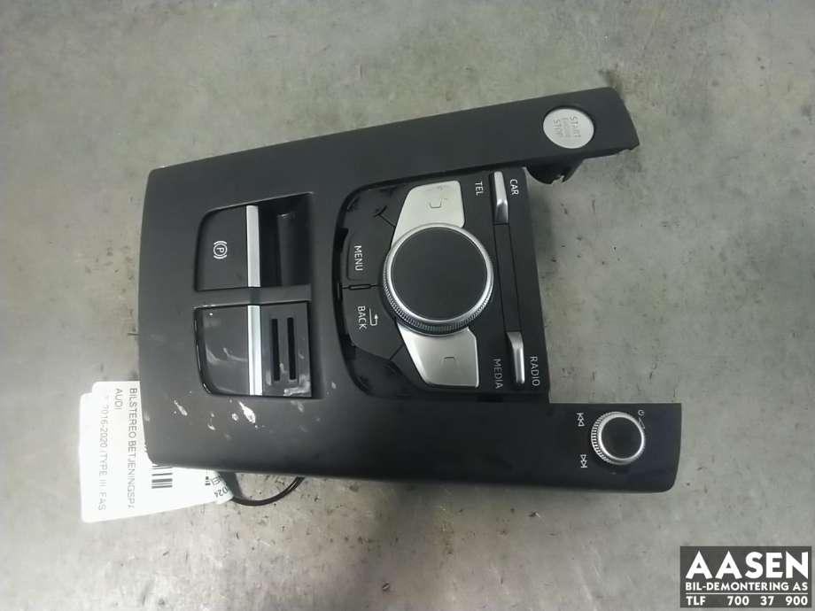 Bilstereo betjeningspanel til Audi A3, 2016-2020 (Type III, Fase 2)  
