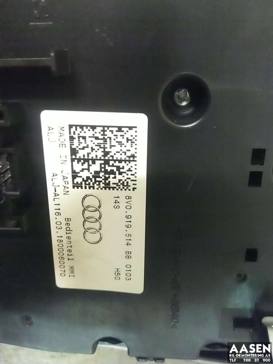 Bilstereo betjeningspanel til Audi A3 2016-2020 (Type III, Fase 2)  