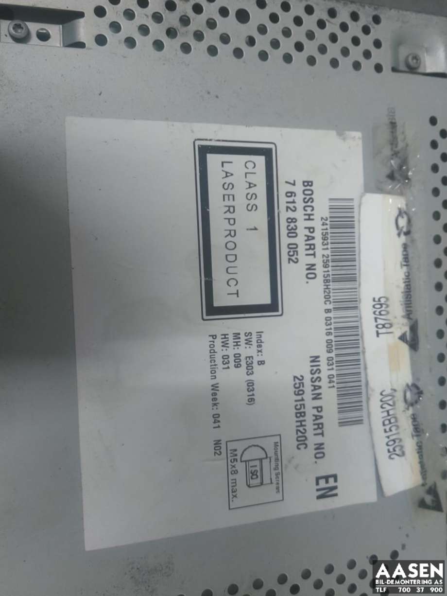 Bilstereo til Nissan Qashqai 2010-2014 (Type I, Fase 2)  (25915BH20C|)