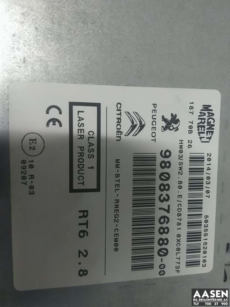 Bilstereo navigasjon spiller til Peugeot 508 2011-2014 (Type I, Fase 1)  (9808376880-00|9808376880|)