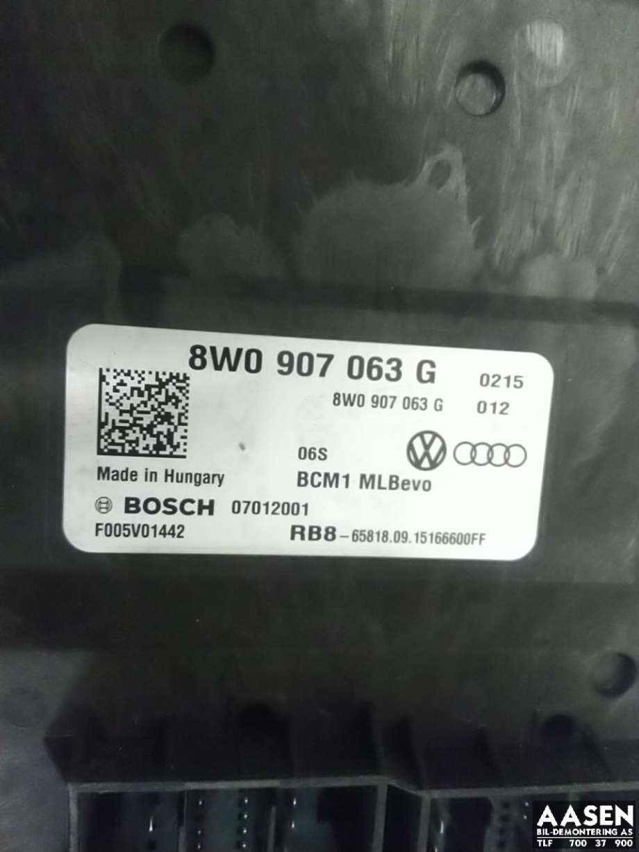 Styreenhet diverse til Audi A4 2015-2019 (Type V, Fase 1) (B9) (B9) (8W0907063G|)