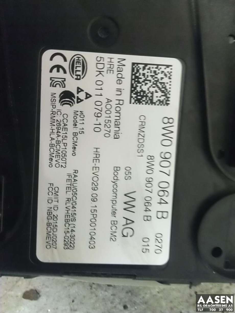 Styreenhet comfort (BCM) til Audi A4 2015-2019 (Type V, Fase 1) (B9) (B9) (8W0907064B|)