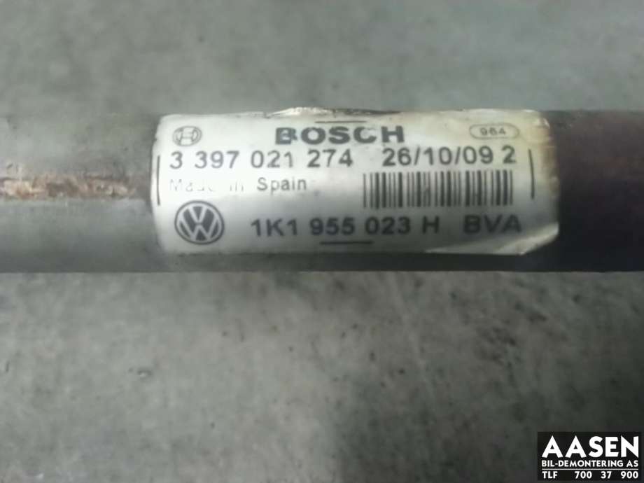 Viskermotor frontrute komplett m/overføring til VW Golf VI 2008-2012  (1K1 955 601 A|5K1 955 601|1Q1 955 119 B)
