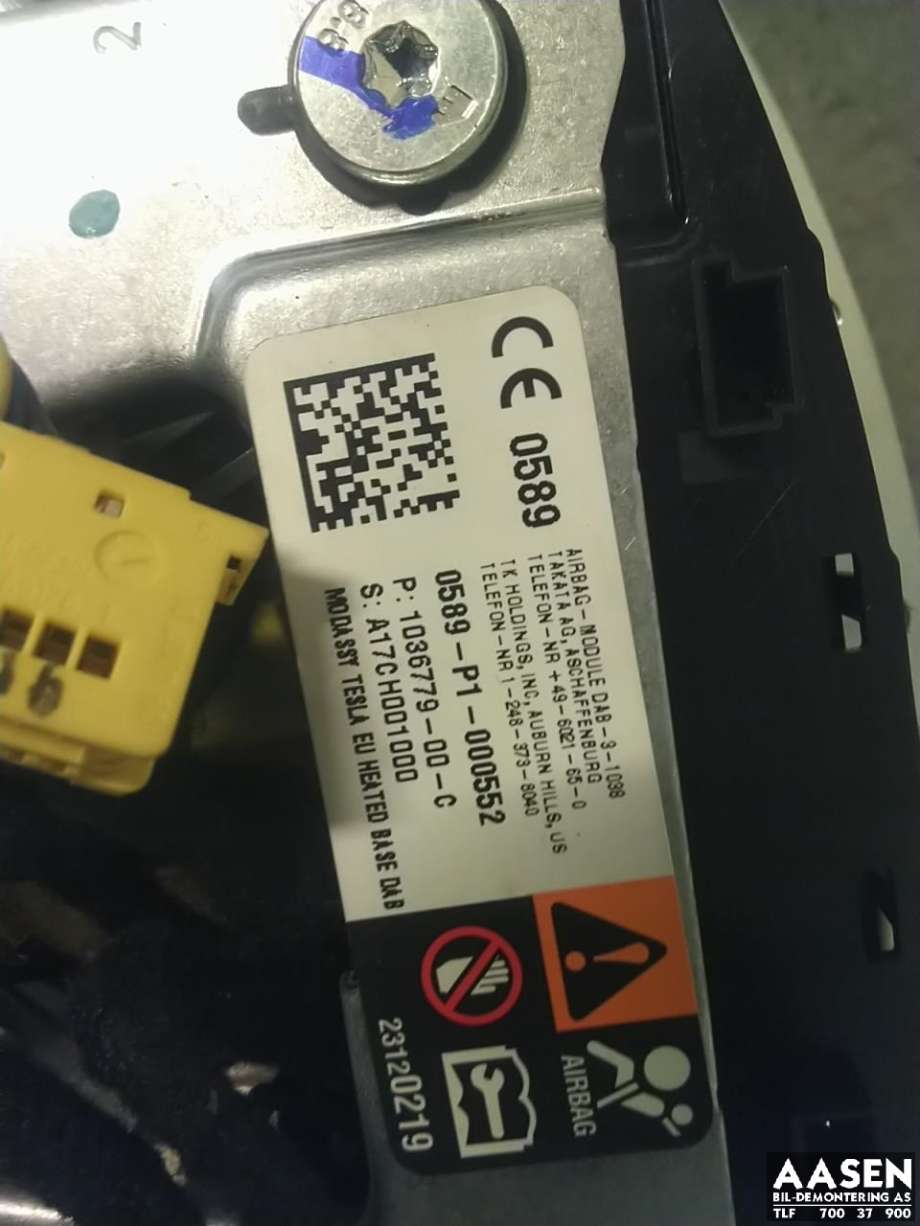 Airbag rattpute til Tesla Model S 2016-2021 (Fase 2) (1036779-00-C|)