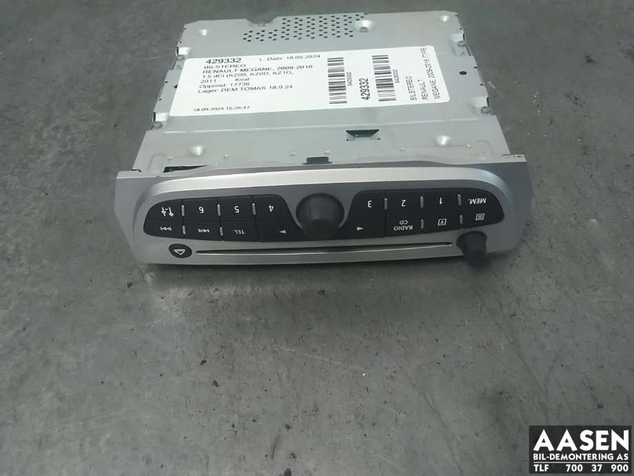 Bilstereo til Renault Megane, 2009-2016 Type III  