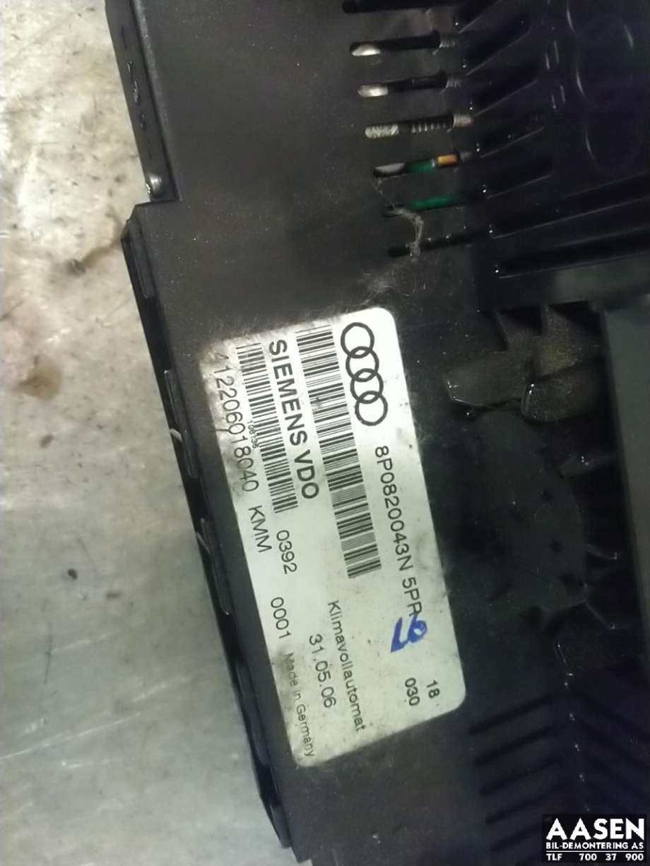 Varmeapparat betjening til Audi A3 2003-2008 (Type II, Fase 1)  (8P0 820 043 AF|)