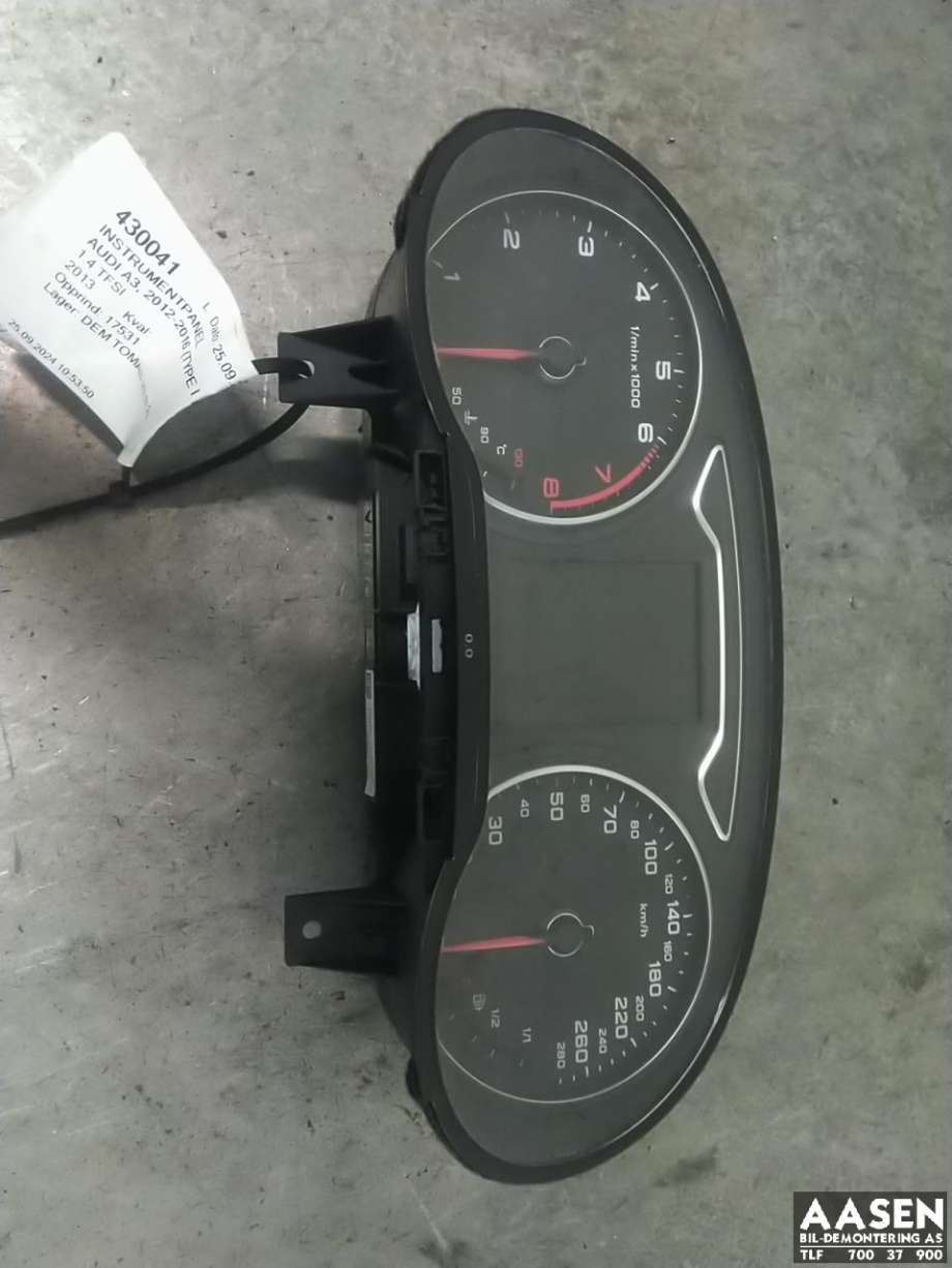 Instrumentpanel til Audi A3, 2012-2016 (Type III, Fase 1)