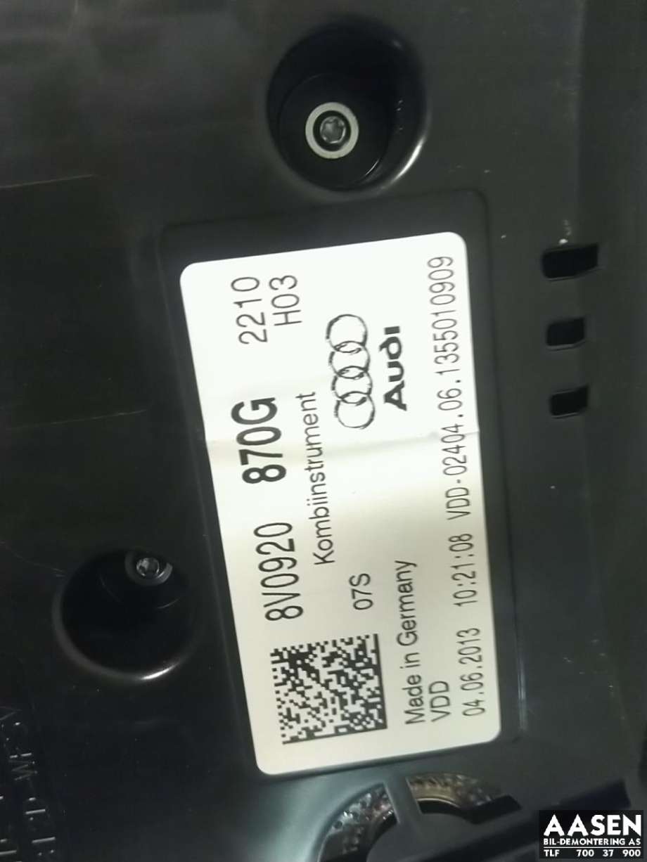 Instrumentpanel til Audi A3 2012-2016 (Type III, Fase 1)  