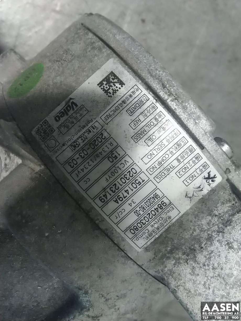 Aircondition kompressor hybrid til Peugeot 3008 2016-->> (Type II)  (98 402 030 80|)