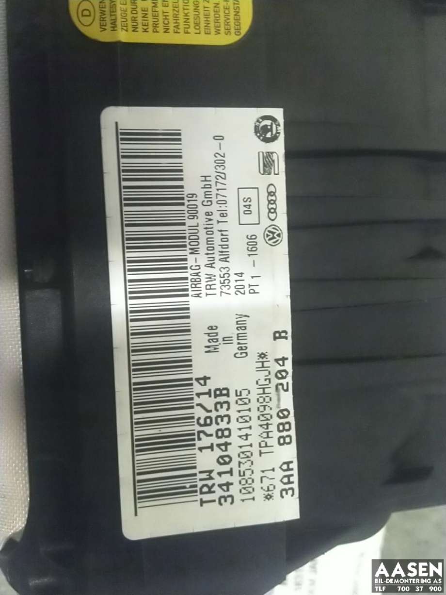Airbag passasjer til VW Passat 2011-2015 (B7) (B7) (3AA 880 204 B|)