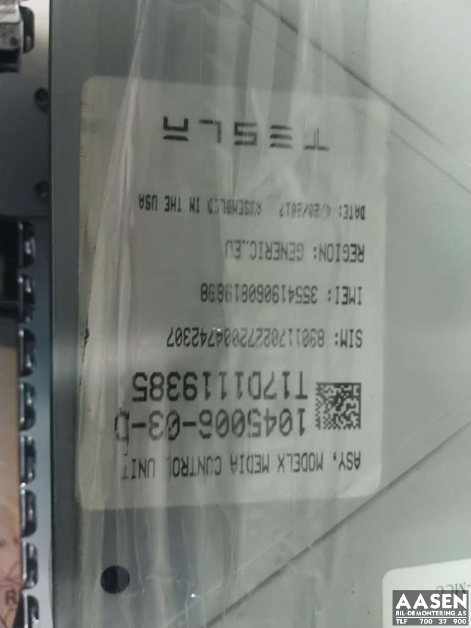 Multimedia display (MCU - Media Controller Unit) til Tesla Model S 2016-2021 (Fase 2) (1045006-03-D|)