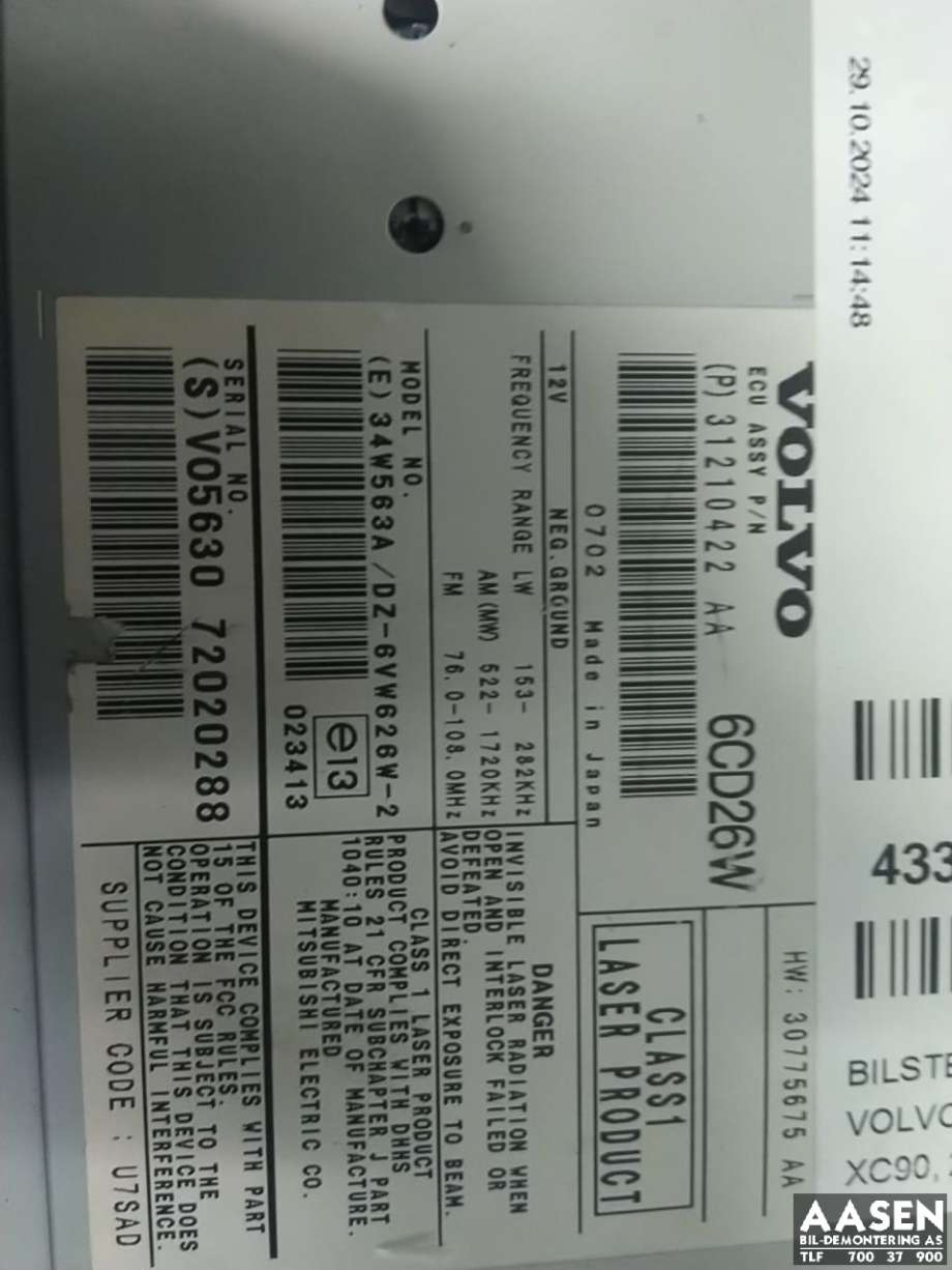 Bilstereo til Volvo XC90 2007-2014 (Type I, Fase 2)