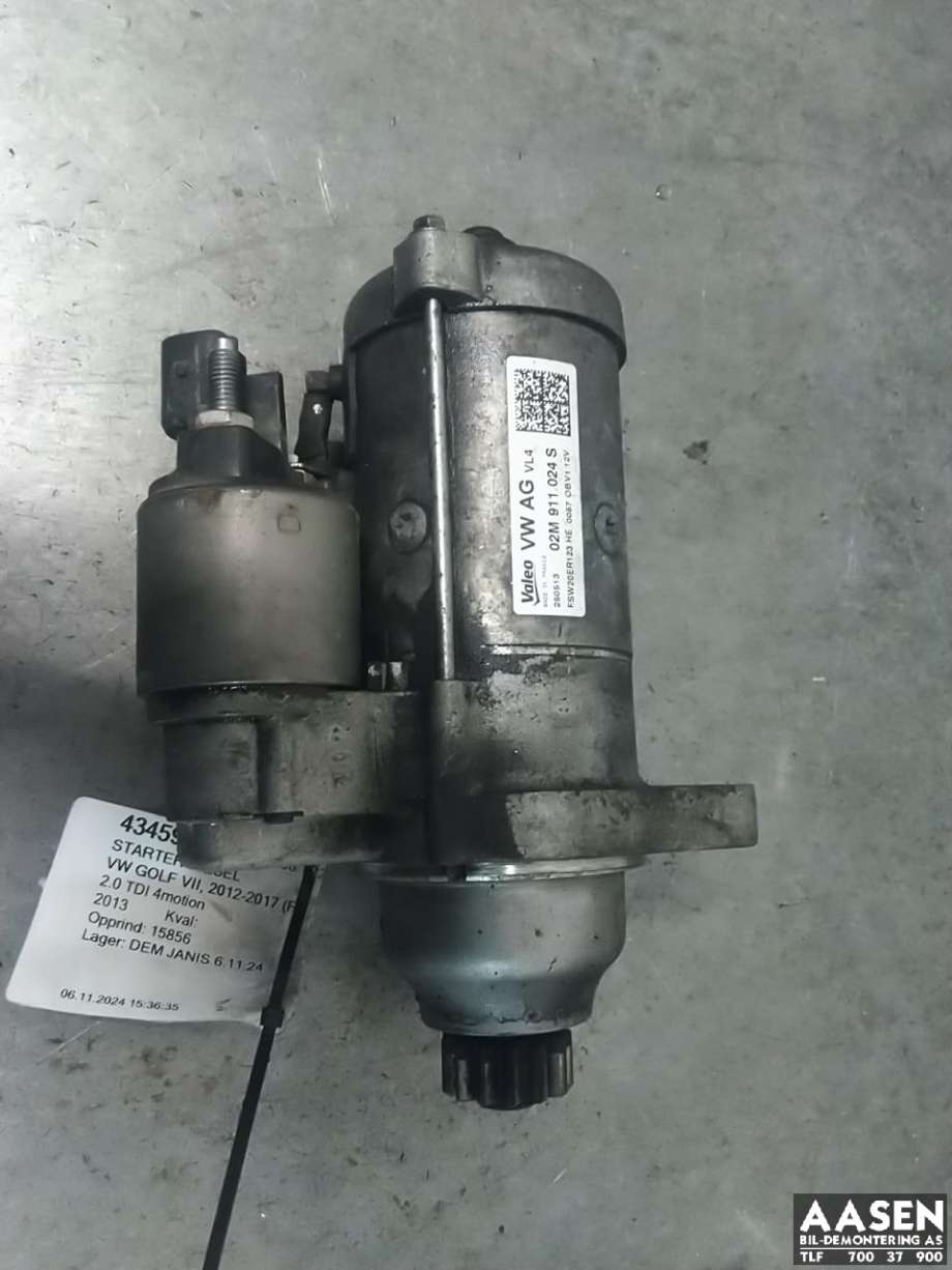 Starter diesel til VW Golf VII 2012-2017 (Fase 1) (02M 911 024 S|02M 911 024 B|02M 911 024 SX)