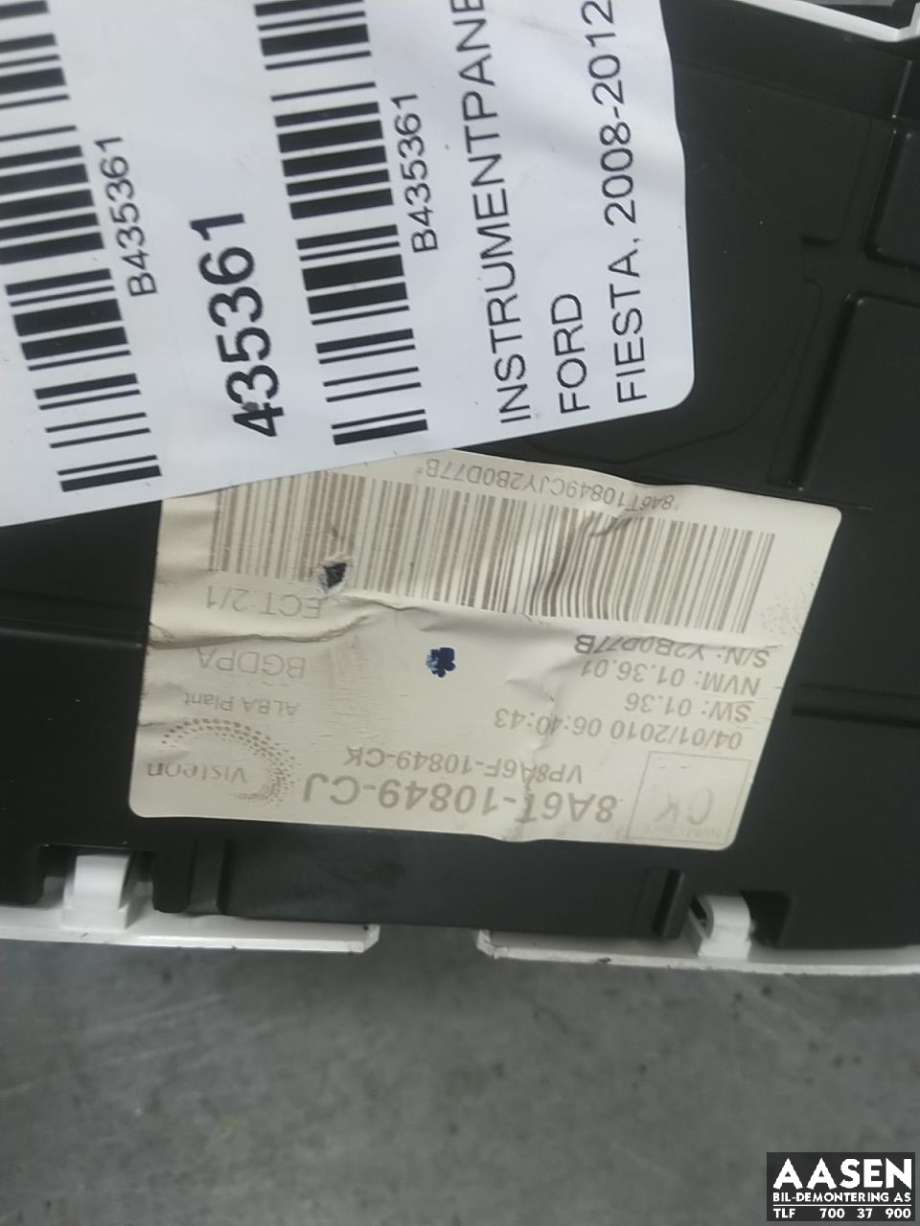 Instrumentpanel til Ford Fiesta 2008-2012 (Type VI, Fase 1) (1786850|CU6T-10849-CD|)
