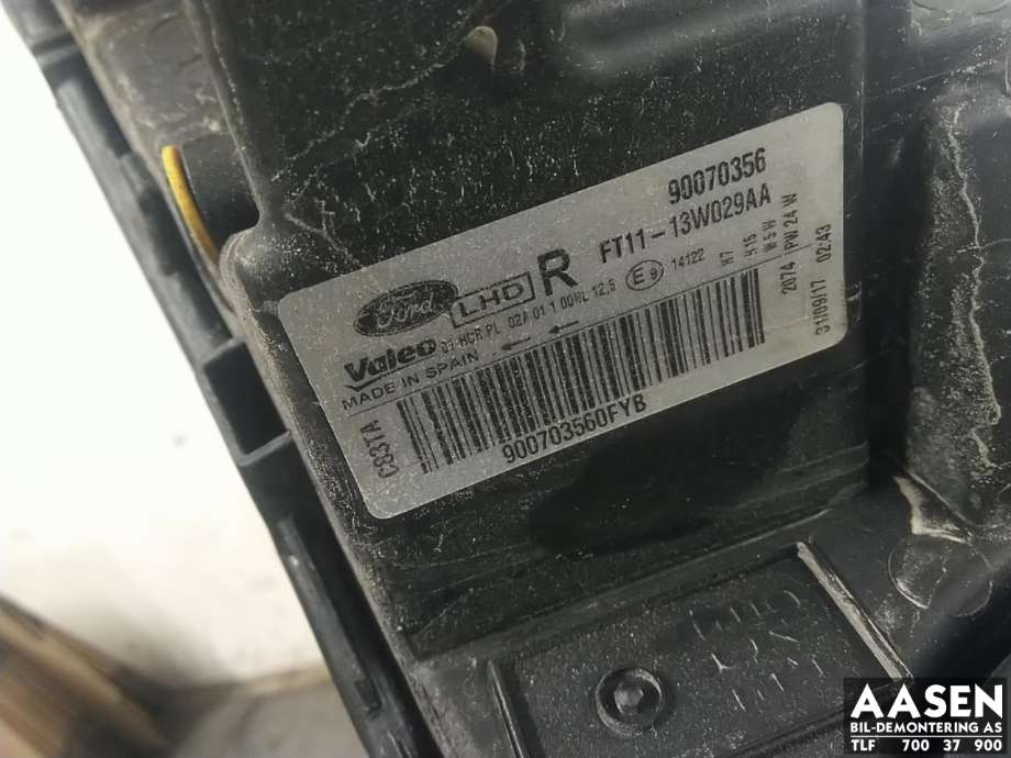 Frontlykt høyre halogen til Ford Transit Connect 2018-->> Type II, Fase 2  (1912544|FT11-13W029-AA|)