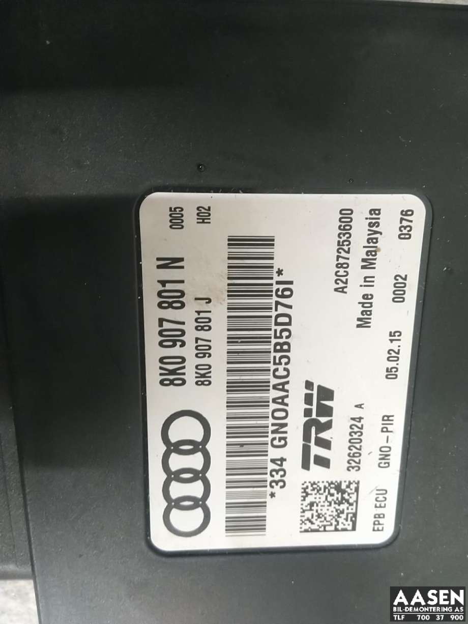 Styreenhet elektrisk parkbrems (EPB - Electric Parking Brake) til Audi A4, Allroad 2009-2016 (Type I) (B8) (B8) (8K0 907 801 N|)