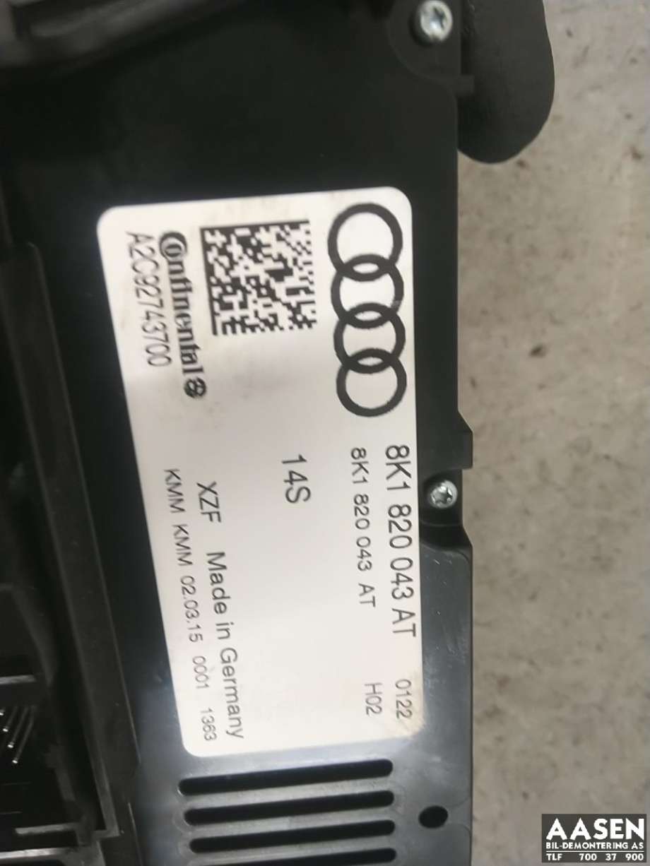 Varmeapparat betjening til Audi A4, Allroad 2009-2016 (Type I) (B8) (B8) (8K1 820 043 AT|)
