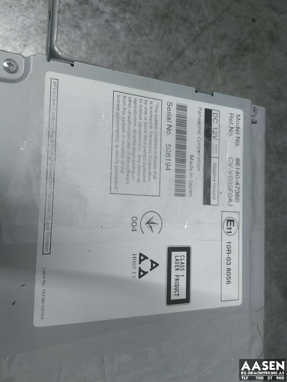 Bilstereo til Toyota Prius 2016-2023 (Type IV) (combi) (combi) (86140-47360|)