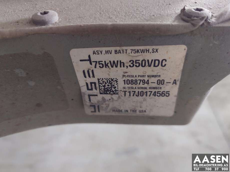 Batteripakke elbil til Tesla Model S 2016-2021 (Fase 2) (1088794-00-A|)