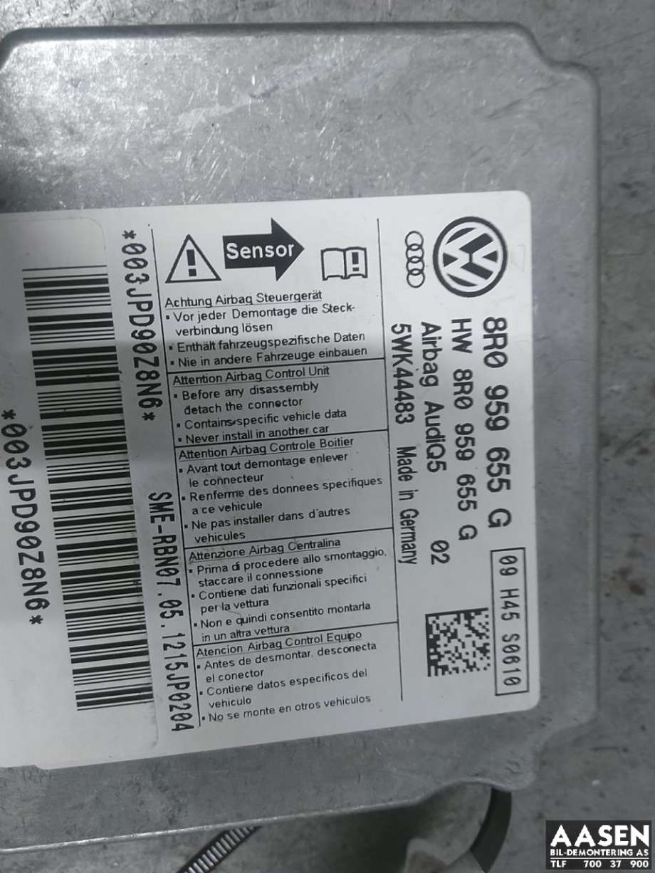Airbag elektronikk til Audi Q5 2008-2012 (Type I, Fase 1) (8R0 959 655 G|)