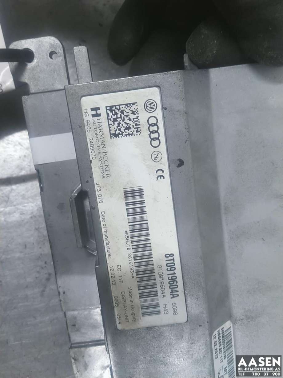 Bilstereo navigasjon skjerm til Audi A4 2007-2014 (Type IV) (B8) (B8) (8T0 919 604 A|8T0 919 604 B|)