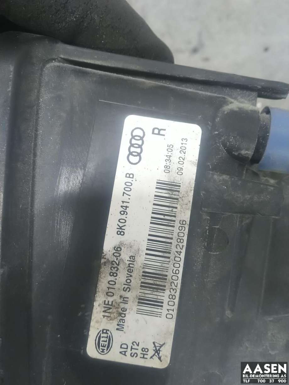 Tåkelykt høyre foran til Audi A4 2007-2014 (Type IV) (B8) (B8) (8K0 941 700 B|8K0 941 700 F|)