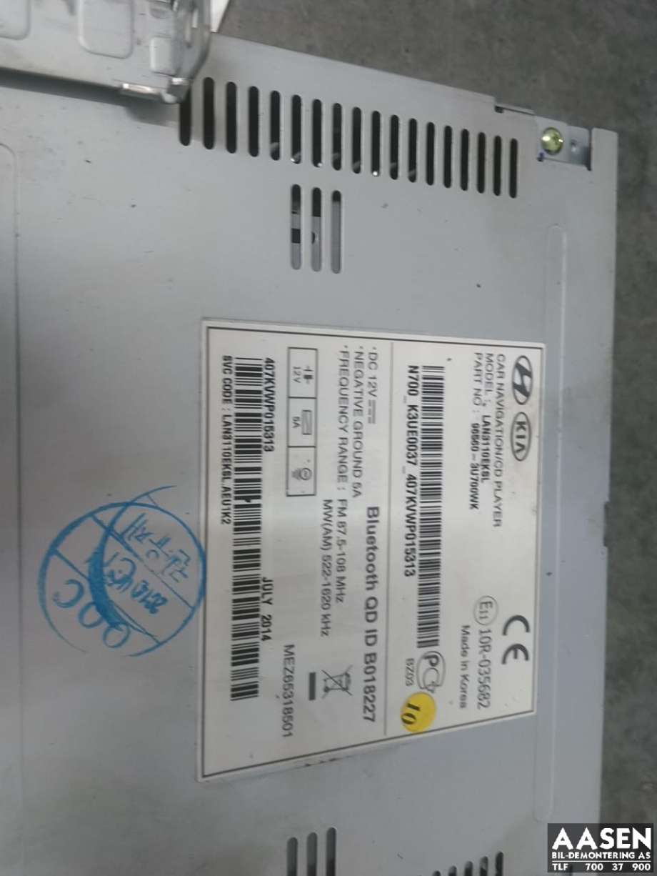 Bilstereo navigasjon til Kia Sportage 2010-2016 (Type III)  (96560 3U700|)