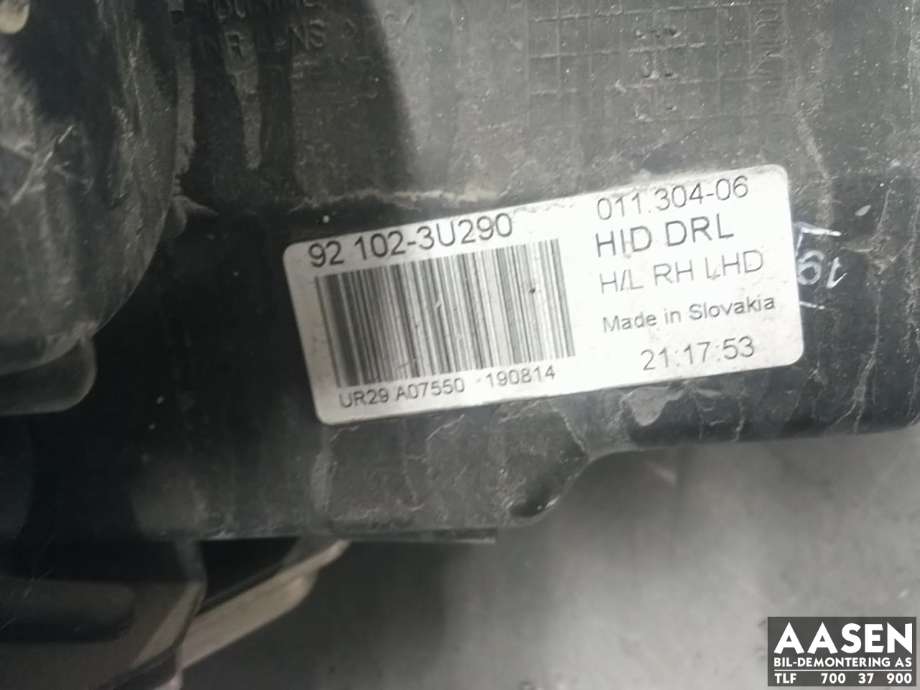 Frontlykt høyre xenon til Kia Sportage 2010-2016 (Type III)  (92102 3U111|92102 3U290|)