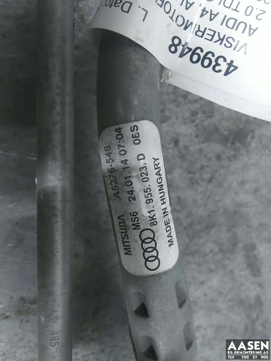 Viskermotor frontrute komplett m/overføring til Audi A4, Allroad 2009-2016 (Type I) (B8) (B8) (8K1 955 023 D|8K1 955 023 E|)