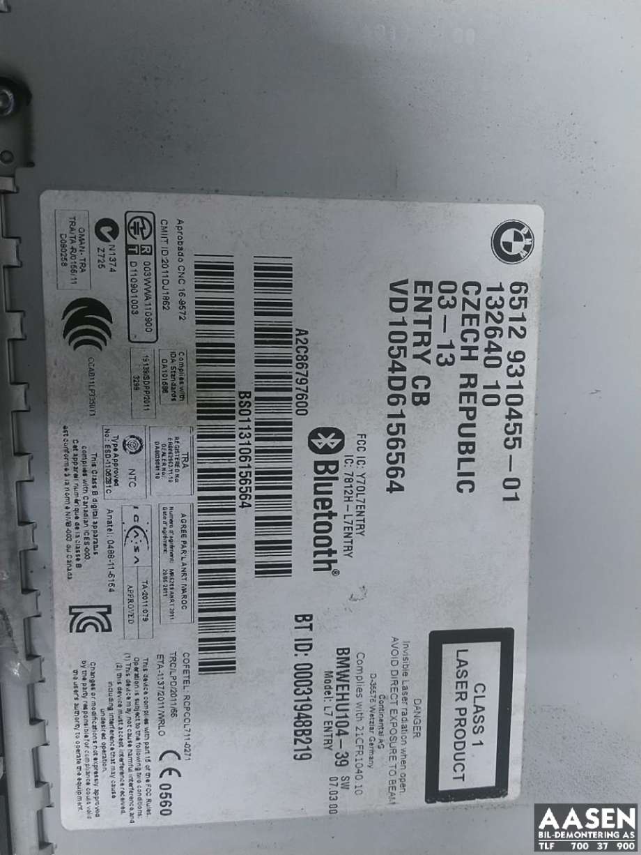 Bilstereo til BMW 3-Serie 2012-2018 (F30/F31/F34) (F30/F31/F34) (65 12 9 270 361|6512 9310455|)