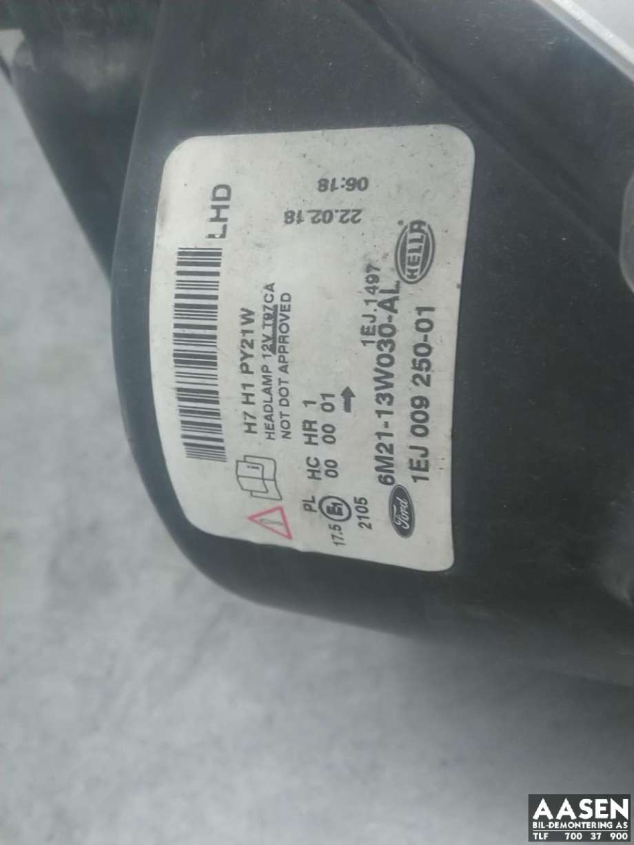 Frontlykt venstre halogen til Ford S-Max 2010-2015 (Type I, Fase 2)  