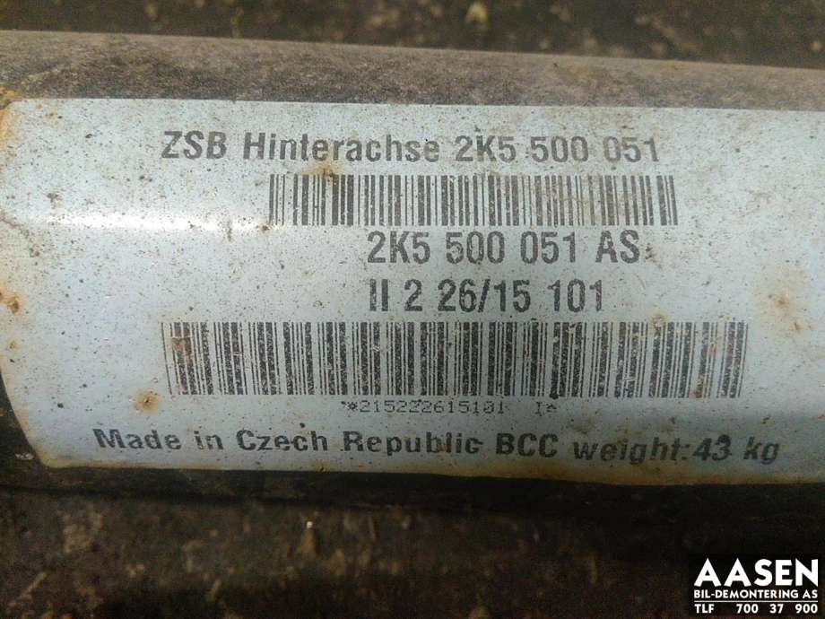 Bakaksel til VW Caddy 2015-2020 (Type III, Fase 3) (2K5 501 101 F|)