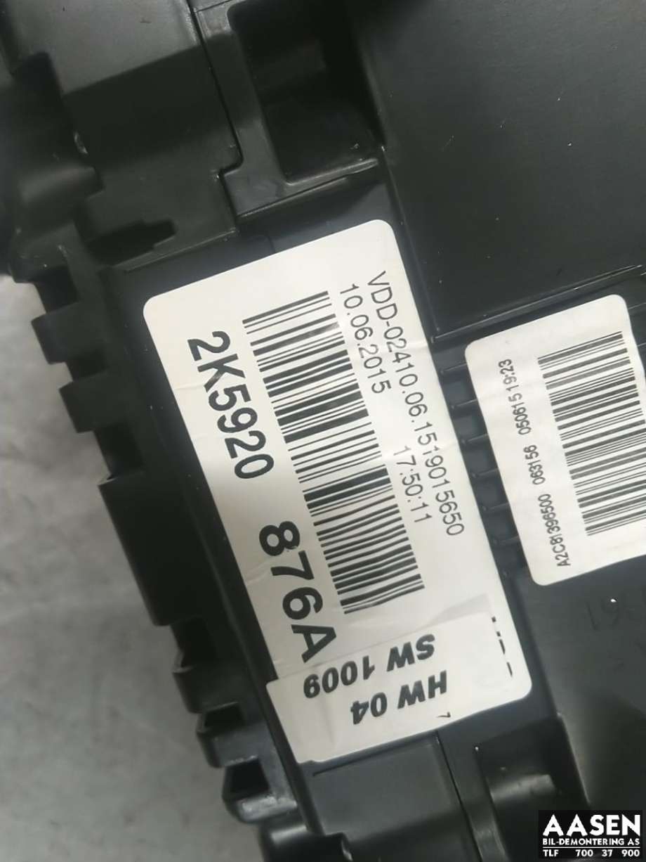 Instrumentpanel til VW Caddy 2015-2020 (Type III, Fase 3)  (2K5 920 876 A|2K5 920 876 AX|)