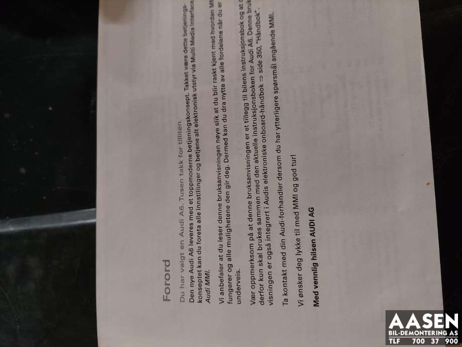 Instruksjonsbok til Audi A6 2005-2008 (Type III, Fase 1) (C6) (C6) (N/F|)