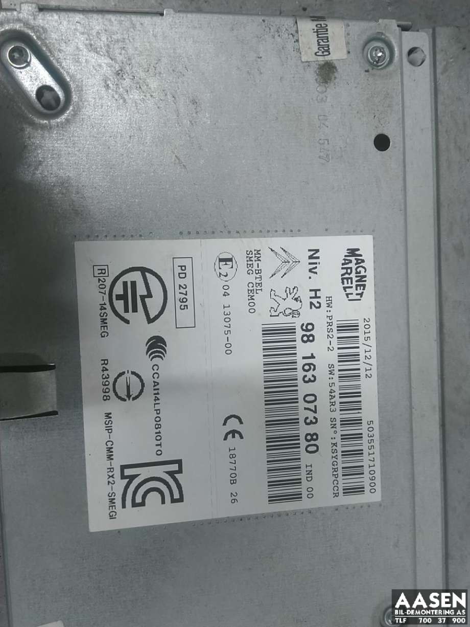 Bilstereo til Peugeot 308 2013-2021 (Type II) (98 163 073 80|16 816 410 80|16 164 613 80)