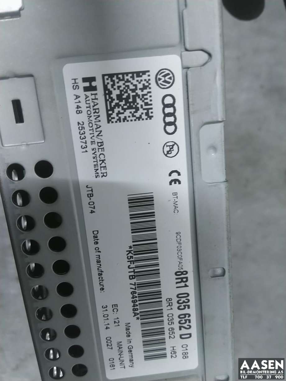 Bilstereo navigasjon spiller til Audi A4, Allroad 2009-2016 (Type I) (B8) (B8) (8R1 035 652 D|)