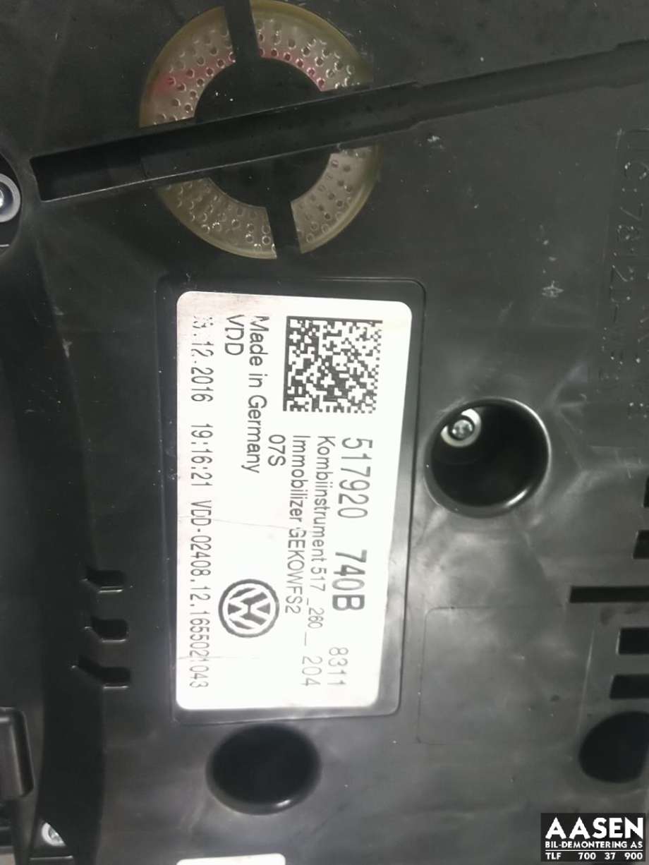 Instrumentpanel til VW Golf Sportsvan 2014-2018  (517 920 740 B|)