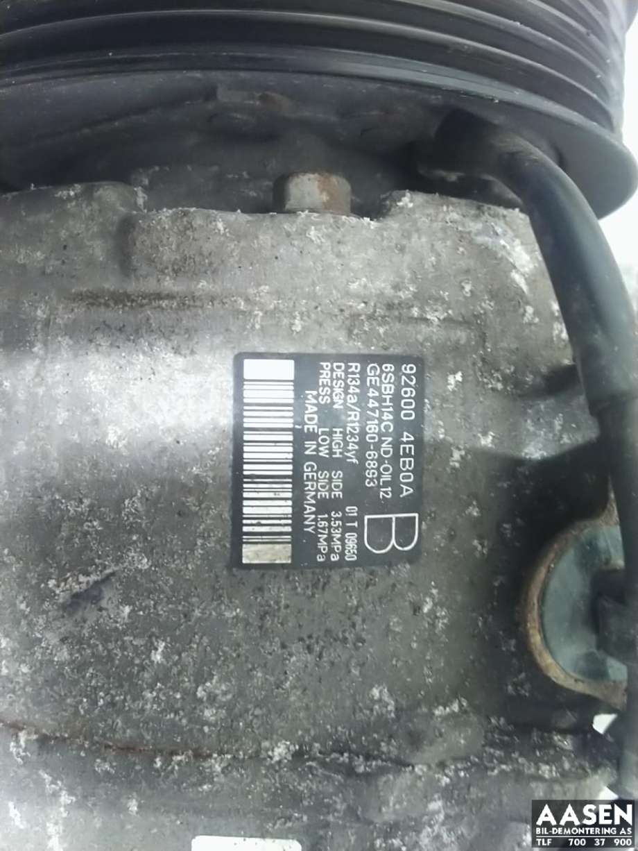 Aircondition kompressor til Nissan Qashqai 2014-2021 (Type II)  (926004EB0A|)