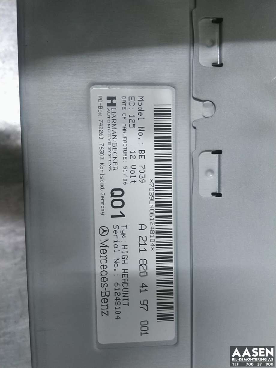 Bilstereo til Mercedes E-Klasse 2006-2009 (Fase 2) (W211) (W211) (A 211 820 41 97|)