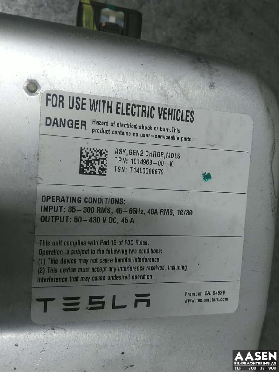 Batterilader (OBC - On Board Charger) til Tesla Model S 2013-2016 (Fase 1)  (1014963-00-K|)