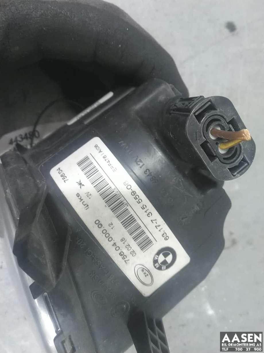 Tåkelykt venstre foran til BMW 3-Serie 2012-2018 (F30/F31/F34) (F30/F31/F34) (63 17 7 315 559|)