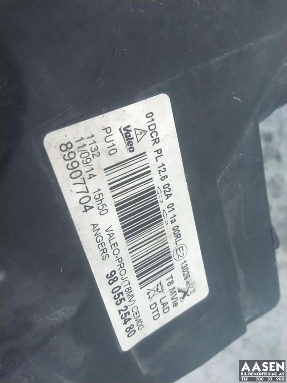 Frontlykt høyre xenon til Peugeot 5008 2010-2017 (Type I) (98 055 254 80|)