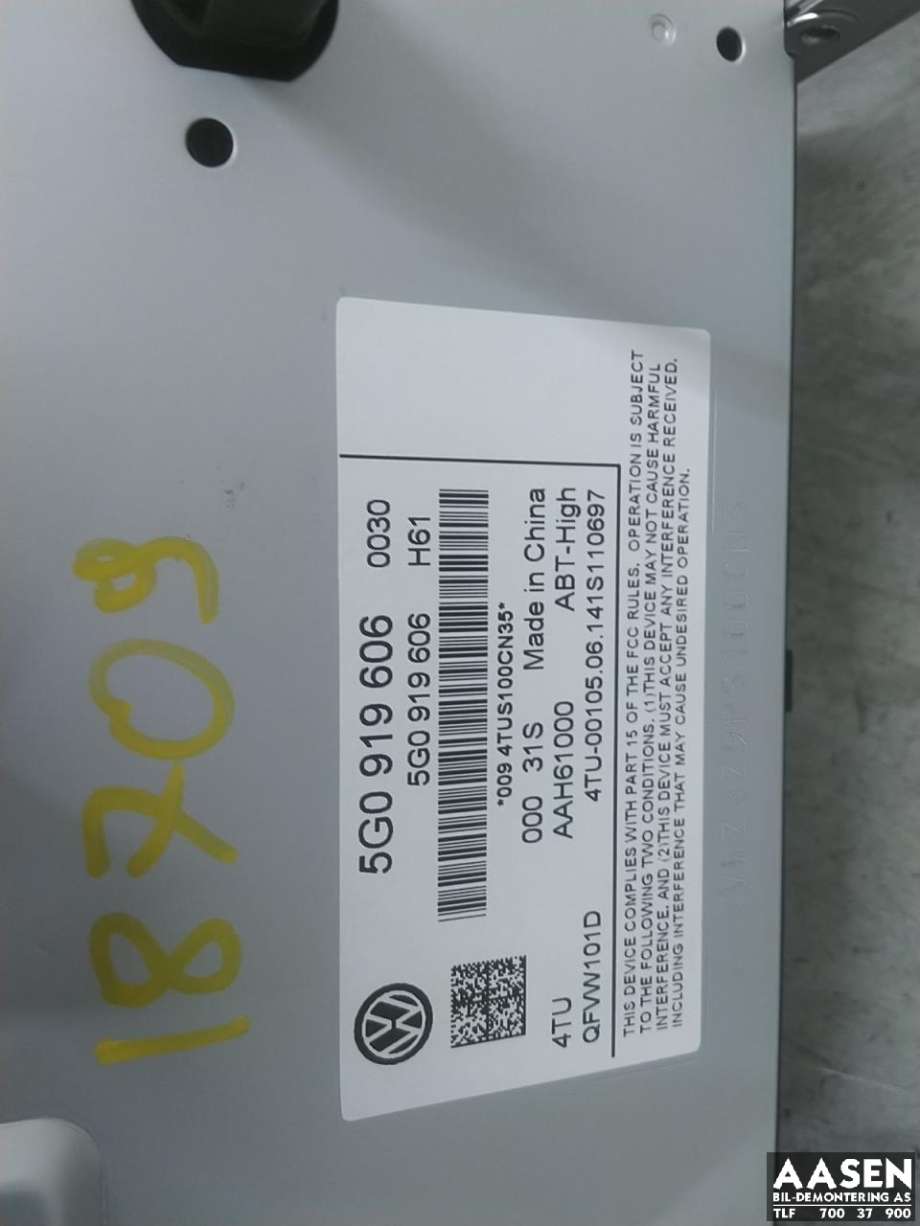 Bilstereo navigasjon skjerm til VW e-Golf 2014-2017 (Fase 1)  (5G0 919 606|)
